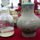 The so-called “elixir of immortality” and the bronze pot within which is was found.